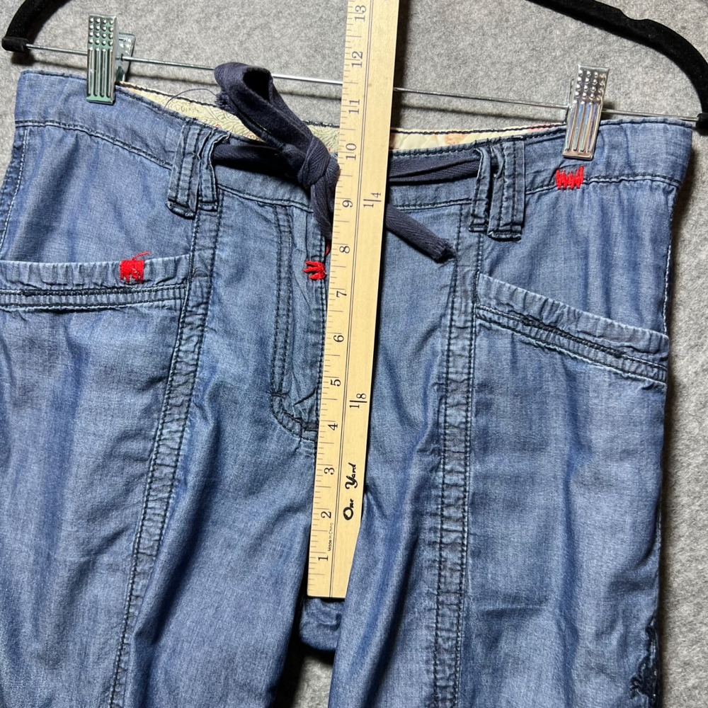 Y2K Blue Willis Womens Embroidered Floral Cargo Pants Blue Chambray US 8 EU38 - Picture 5 of 11
